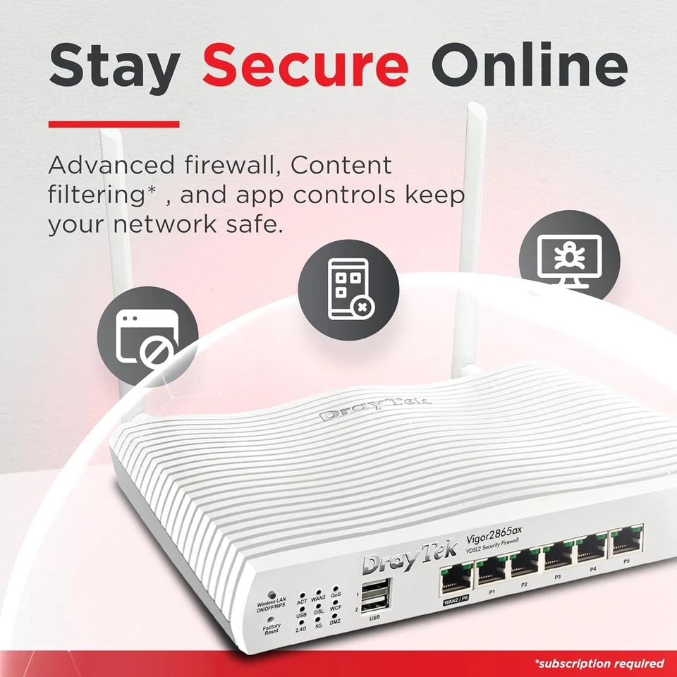 Draytek 2865Ax Wireless 6 Ax Multi-Wan Firewall Vdsl Modem Router - Brand New - Image 2 of 4