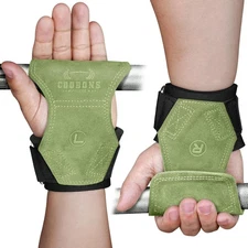 Lifting Wrist Straps for Weightlifting, Double Layer Leather Weight Green 