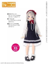 Azone Pureneemo PNS Classic Girly Jumper Skirt Set Navy x Bordeaux Obitsu Momoko