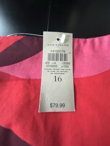 Ann Taylor Skirt 16 Pink Red Purple Mod Geometric Lined NWT $79 - Imagen 3 de 13