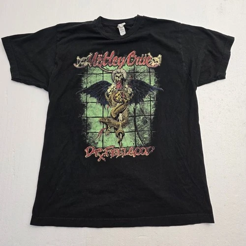 Motley Crue Dr Feelgood Graphic T-Shirt Black Tultex Mens Large Band Tee video thumbnail