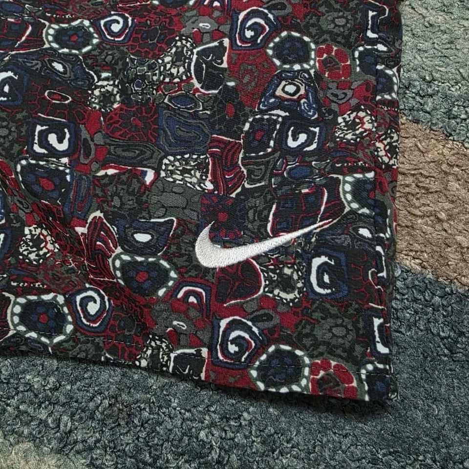 Vintage Nike Swim Trunks Shorts 90s Abstract Geometric Print Red Blue White L - Image 4 of 4