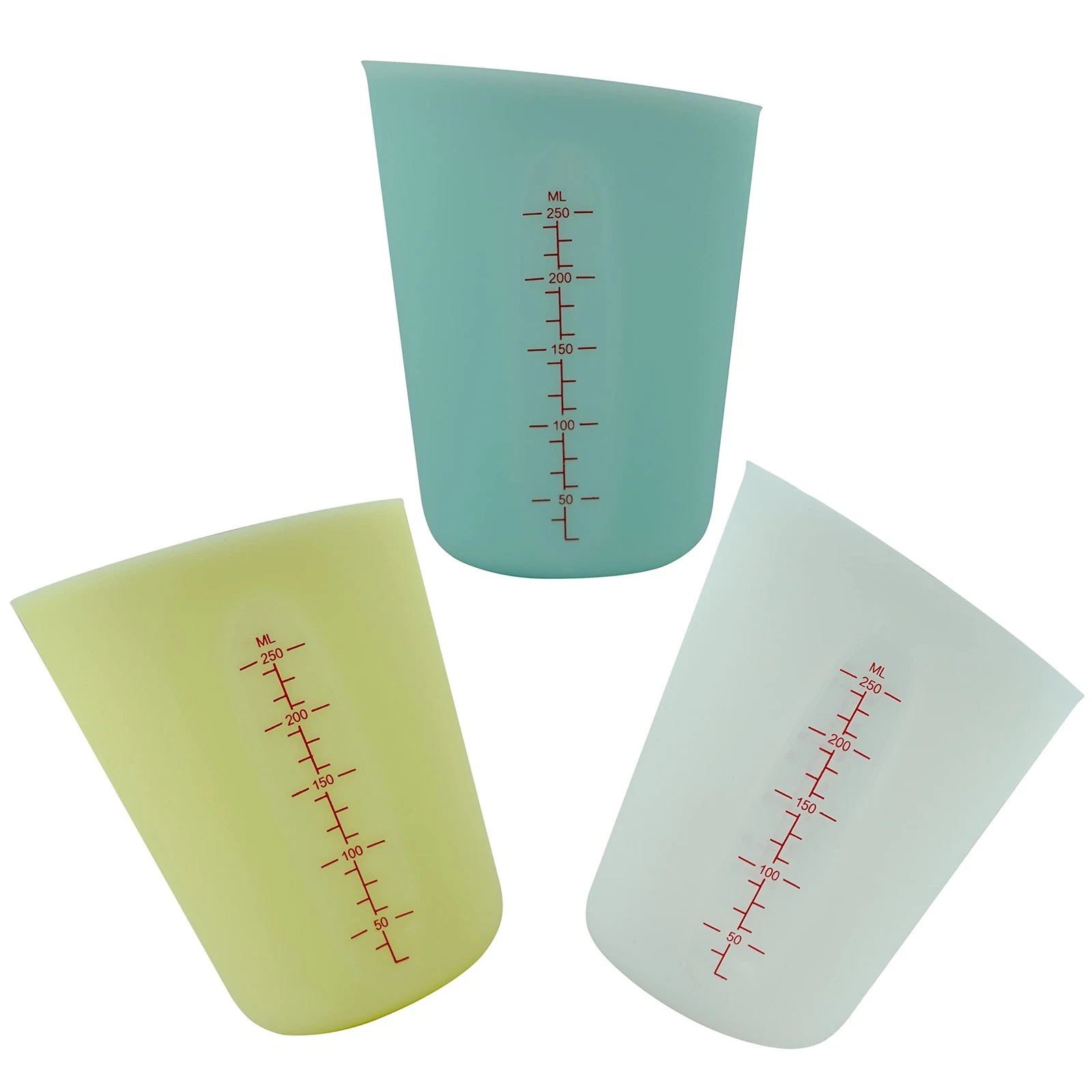 3-Set 250ml 1-Cup Silicone Measuring Cups With Marking For Cooking Craft Tool