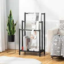 Freestanding Towel-Rack Blanket Ladder Holder for Bathroom Blanket Rack Black