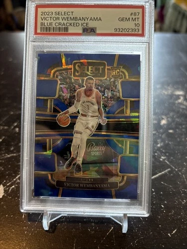 2023-24 Panini Select Victor Wembanyama #87 Blue Cracked Ice Prizm (RC) Psa 10