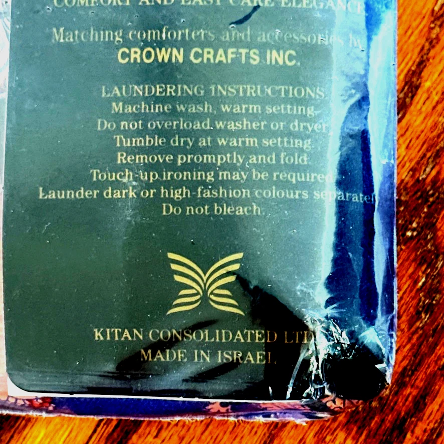 NUEVO Crown Crafts Royal Sateen King Sábana Plana, Azul Marino/Rayas-Paisley Acento Top Foto 4 de 4