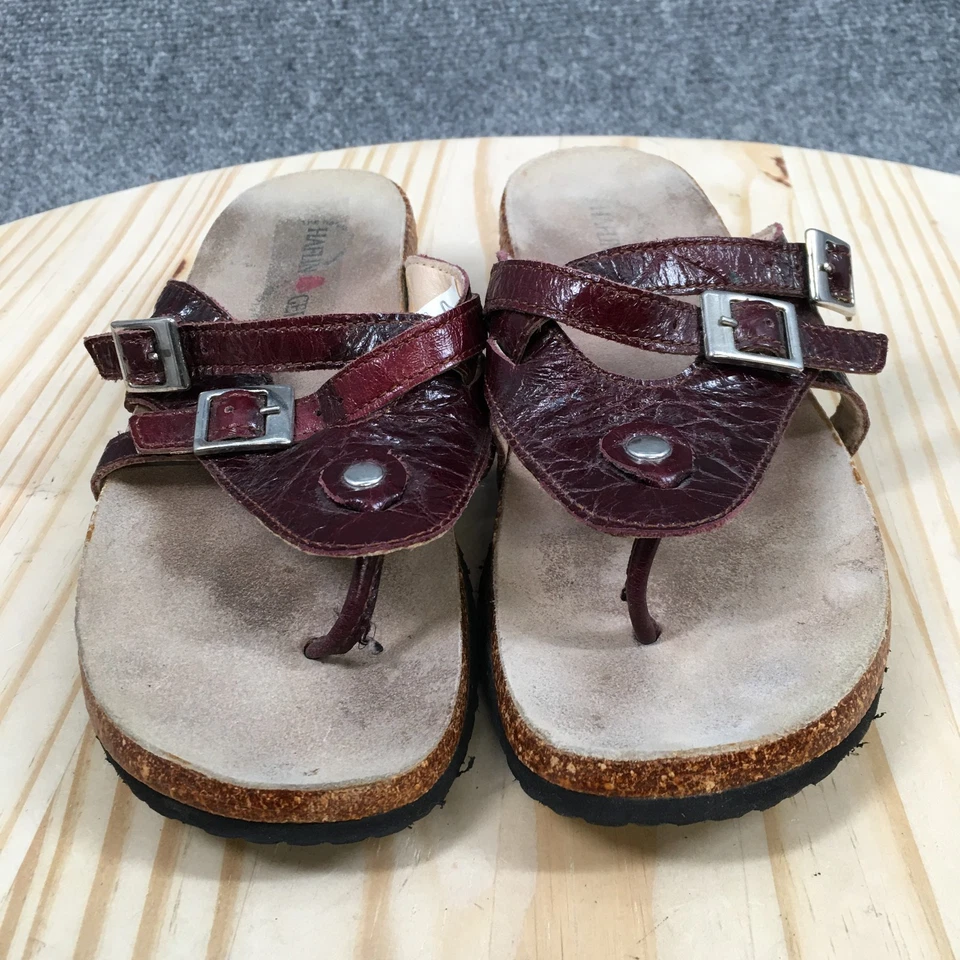 Sandalias Haflinger para mujer 38 tanga borgoña puntera informales cómodas tacones de cuña Foto 4 de 4
