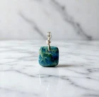 38.90 Cts Natural Azurite Cushion Cabochon Pendant Sterling Silver Handmade Gems