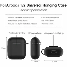 Apple AirPods Case 1/2 Silicone Protector Shockproof Cover + Keychain Navy Blue