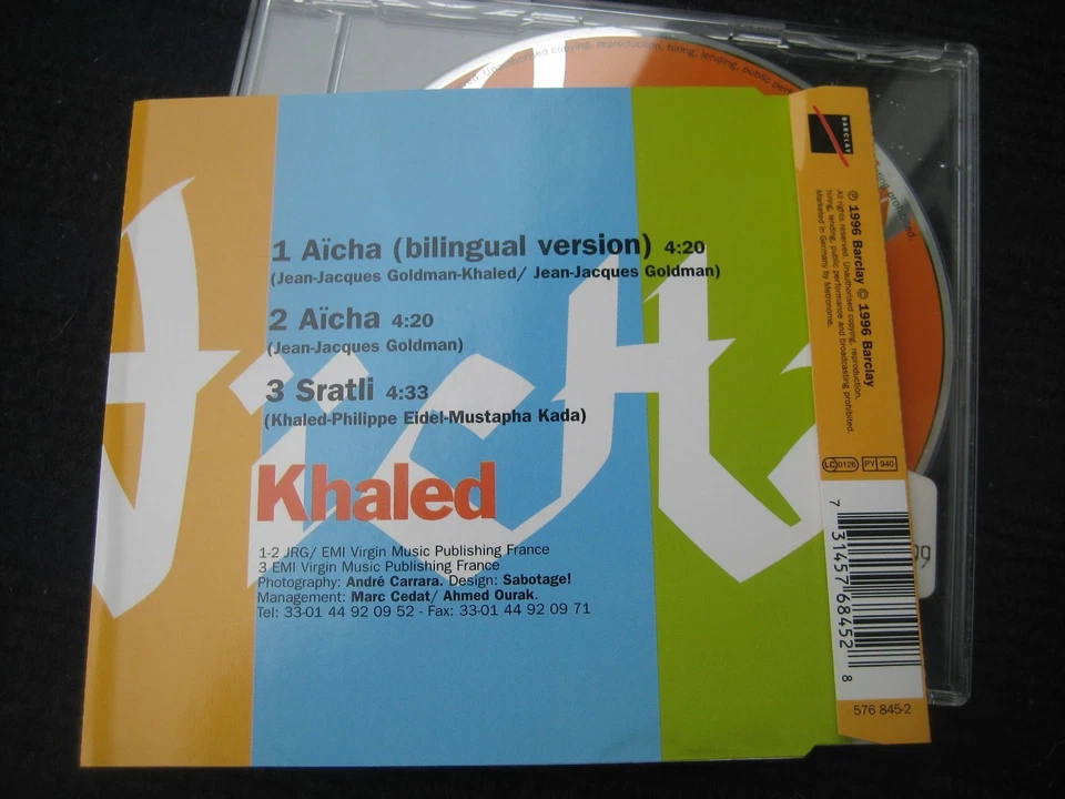 Maxi-CD KHALED Aicha 3 Tracks Absolut neuwertig ! - Bild 2 von 4