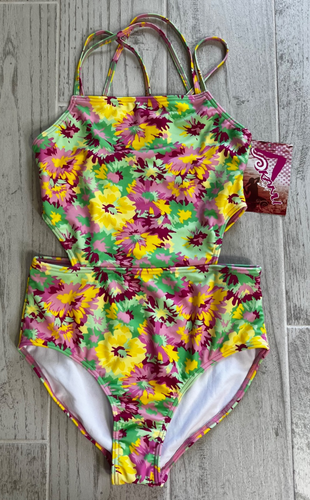 Kanu Surf Girs Size 14 Beachy Sporty Cutout 1 Piece Swimsuit - Picture 4 of 7