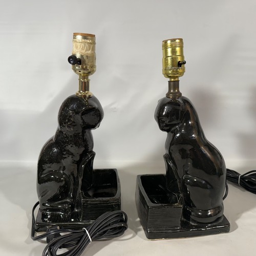 Vtg Set 2 Black Cat TV Light Lamp Planter Box Figurine Basket Mid Century Modern - Picture 6 of 11