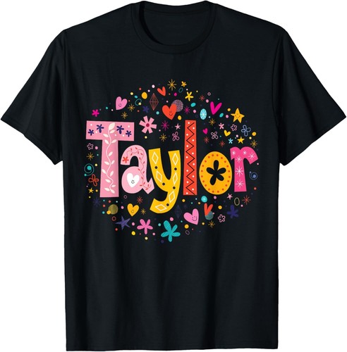 Girl Taylor First Name Personalized Groovy 80's Pink Graphic T-Shirt Hoodie
