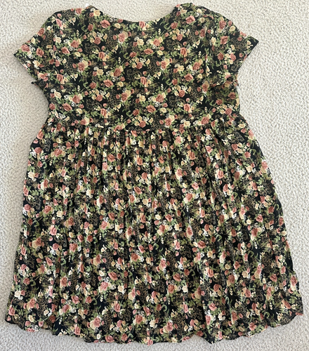 Vintage 90er Kleid Gr. Large Drop Waist Schnürung Cami Slip Blumen Oversized transparent - Bild 2 von 22