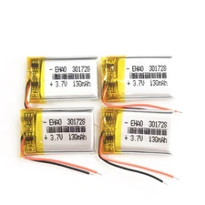 4 PCS 3.7V 130mAh Lipo Rechargeable Battery 301728 For MP3 Headphone Bluetooth