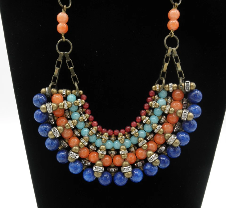 Colar de contas PAM HIRAN Anthropologie 19" estilo boho tribal tom bronze - Imagem 2 de 4