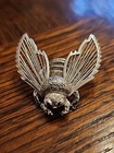 Vintage Signed Monet Silver Wire Bee Brooch Pin Costume Jewelry