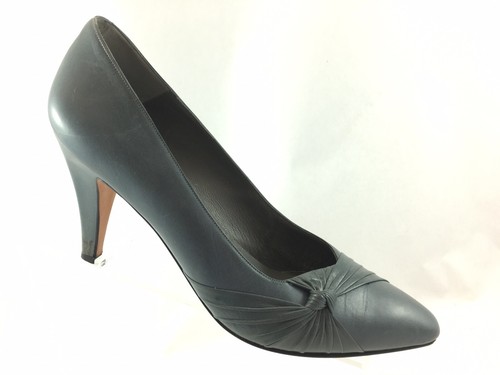 SH20 Bally 9N Gray Leather Pumps High Heels Italy Made - Picture 5 of 10