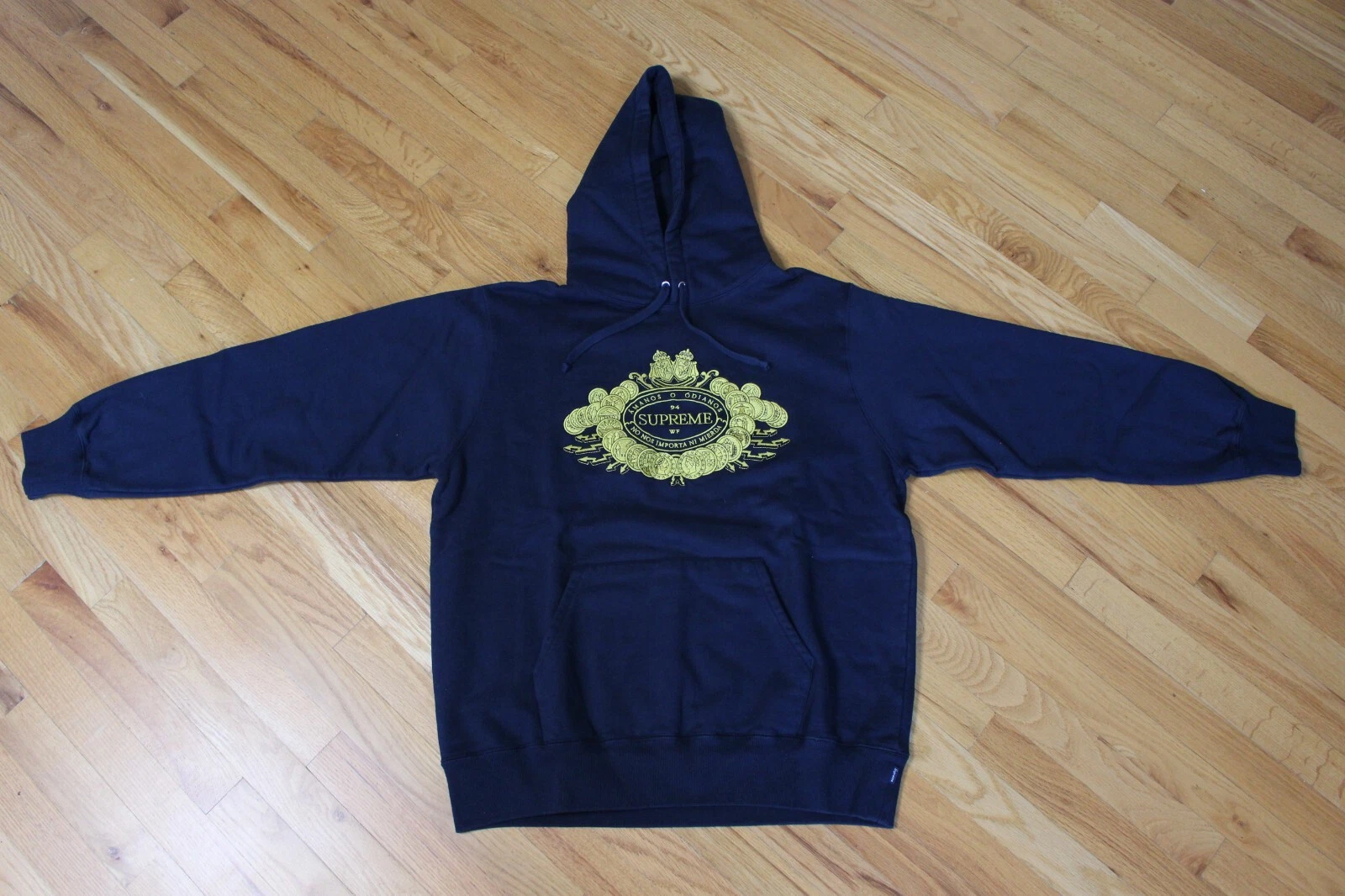 Sweat à capuche Supreme Love Or Hate FW18 bleu marine taille grand sweat à capuche neuf NY