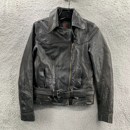 AG ADRIANO GOLDSCHMIED Jacke Damen Small Top Schwarz Leder*