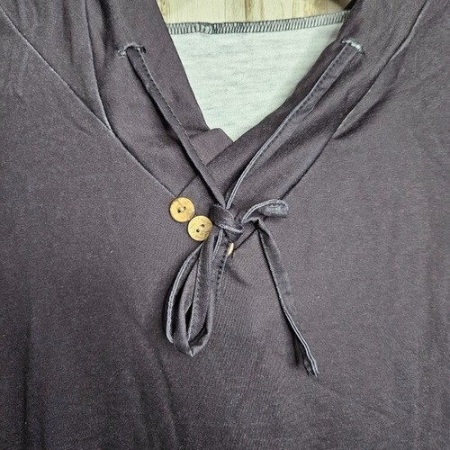 Women's Black Floral Print Hoodie Pocket Pullover NWOT Size Large - Picture 5 of 9