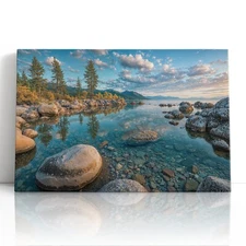 Lake Landscape Canvas Print Wall Art – Tranquil Nature Scene Home Decor