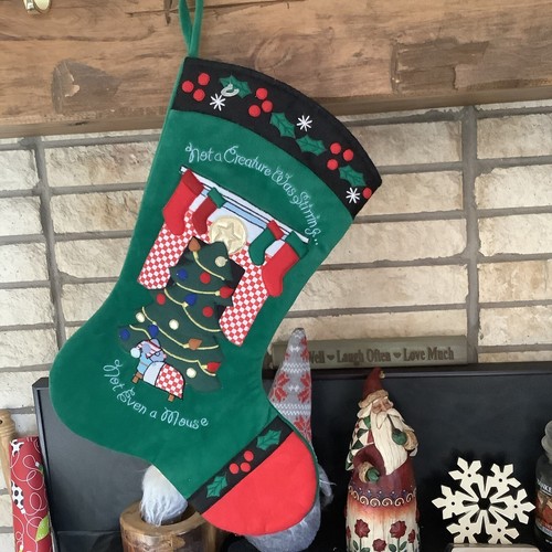 Vintage Red Santa Claus OR Green Night Before Christmas Stocking L’art De Chine - Picture 4 of 4