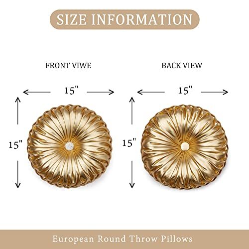 EUCIOR Throw Pillows,Circular Pillow,Pumpkin Pleated Handmade Throw Gold - Bild 4 von 6