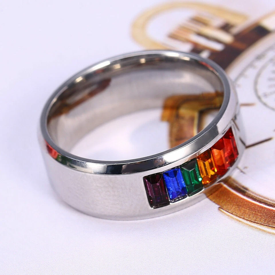 Titan Edelstahl Amethyst Peridot Granat Citrin Saphir Ringgröße 8 #R00254 - Bild 4 von 4