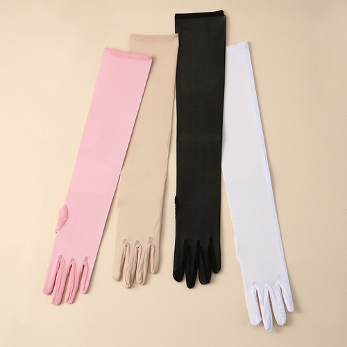 2PC Women Tulle Thin Long Gloves Stretchy Lace Mesh Opera Dinner Banquet Gloves - Afbeelding 1 van 16