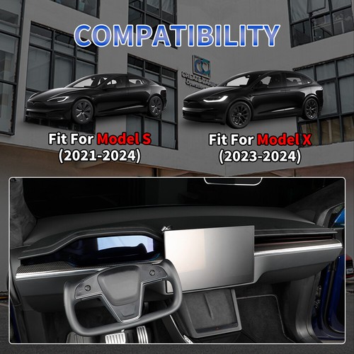 1pcs Dry Carbon Fiber Dashboard Panel Cover Trim Fit For Tesla Model S Model X - Picture 6 of 8