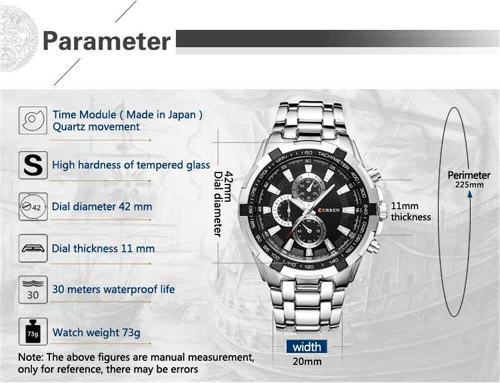 CURREN Quartz Watch Fashion Steel Men Analog Watches
