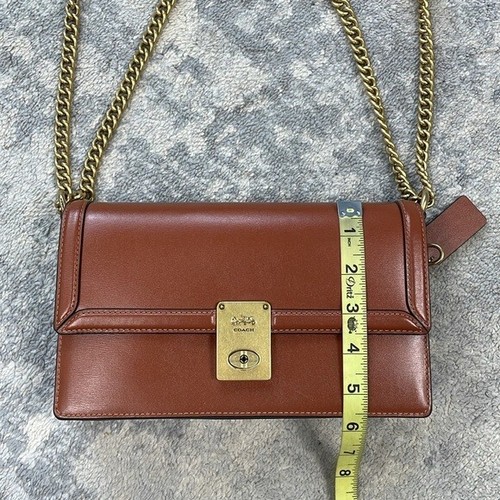 Coach Hutton Box Leather Shoulder Bag Purse Chain Strap New Defect CS898 - Picture 15 of 16