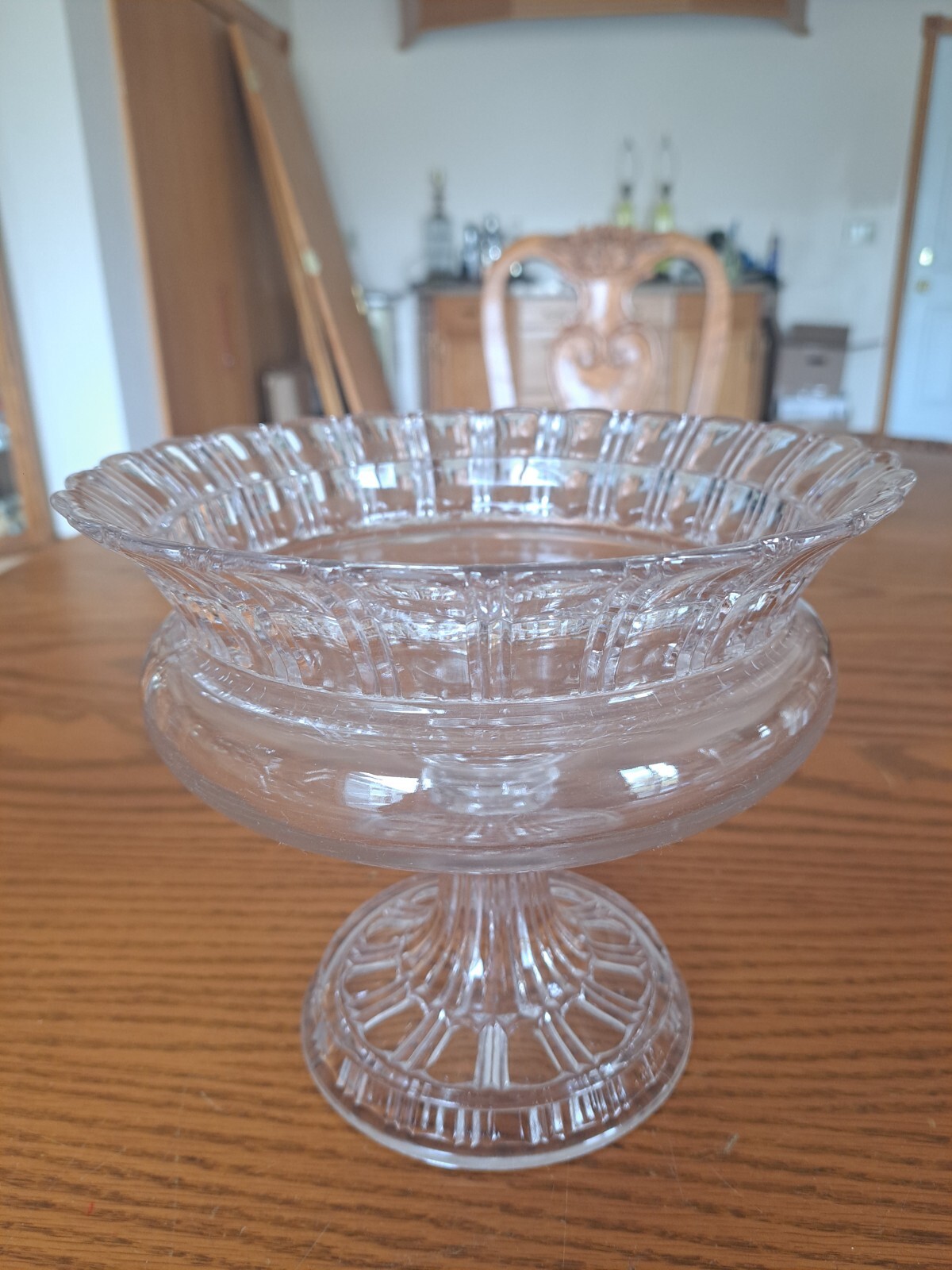 Pattern  Clear Glass Heavy Pressed Glass Pedestal Compote Centerpiece Fruit Bowl