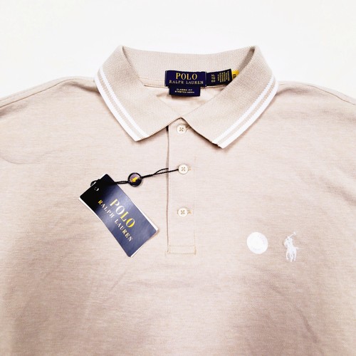 XL Polo Ralph Lauren Coastal Beige White Classic Fit Stretch Mesh Polo Shirt 50" - Picture 3 of 11