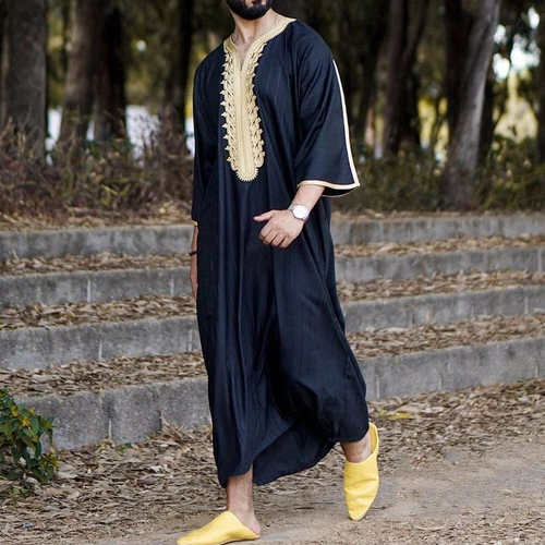 Mens Robe Muslim Clothing Saudi Arab Jubba Kaftan,Dishdash,Thobe,Long-Sleeve - Picture 25 of 36