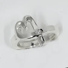 Tiffany & Co. Paloma Picasso Rubbing Heart Silver 925 Ring Size 10 Used