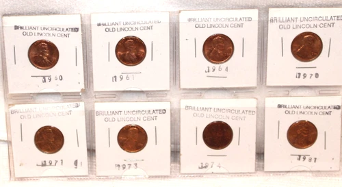 Brilliant Uncirculated Old Lincoln Cents -- Lot Of 8