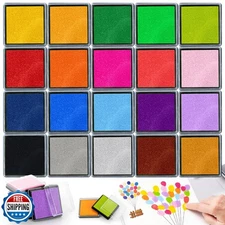 RAINFLOW Ink Pads for Stamps - 20 Colors Ink Stamp Pad Washable Ink Pads Stam