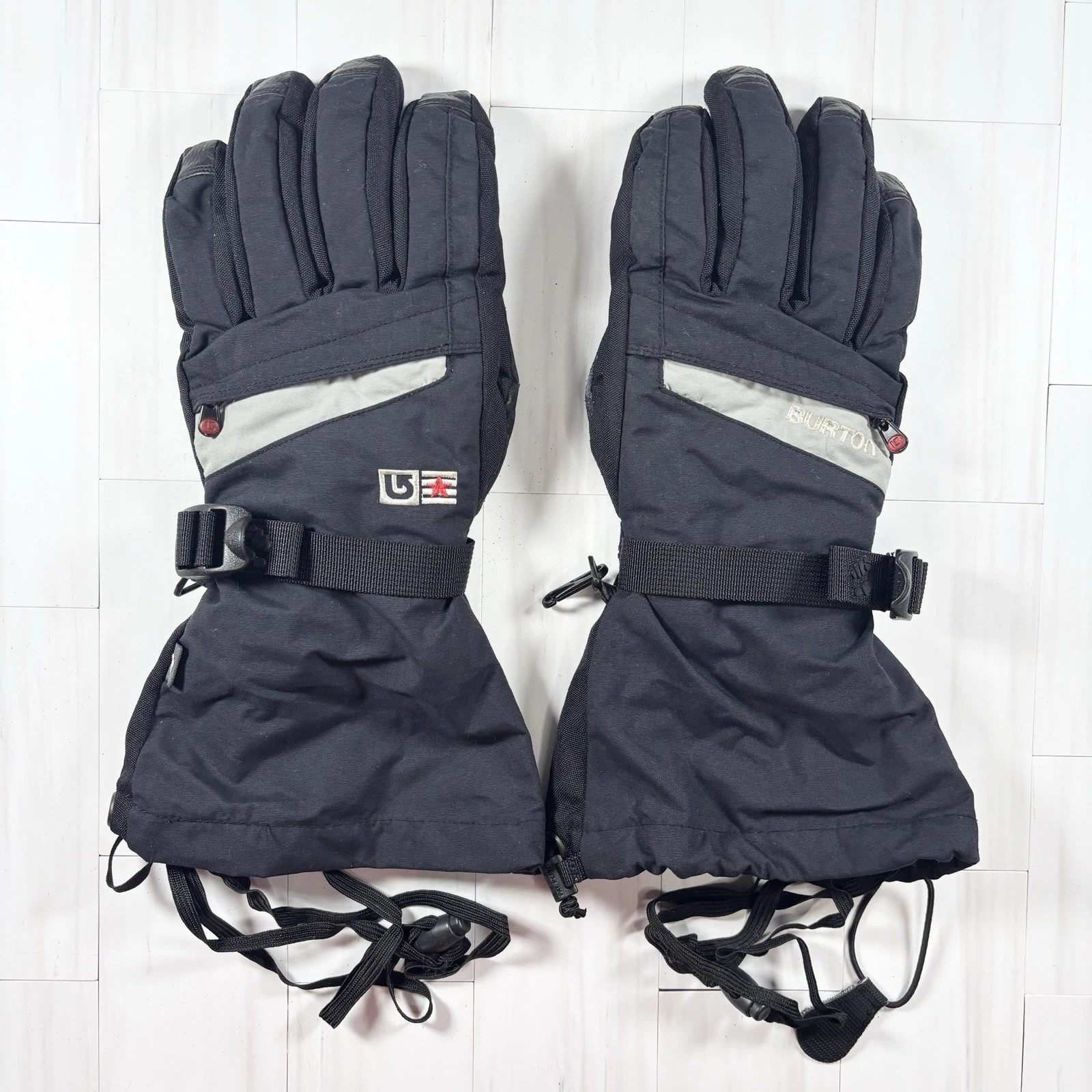 BURTON Toaster Gloves Black MENS LARGE Fleece Insulated Leather Snowboard Ski