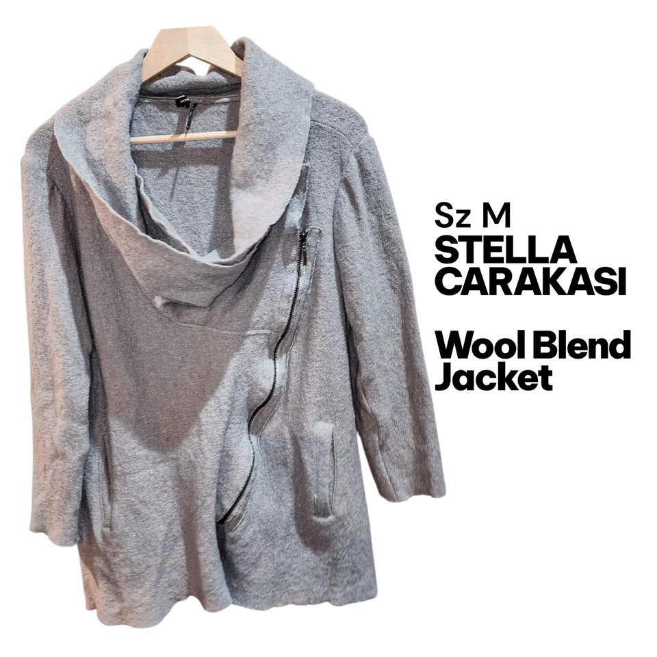 Abrigo STELLA CARAKASI Far & Away Talla M Lana Natural Lux Lagenlook Asimétrico Cremallera Foto 2 de 4