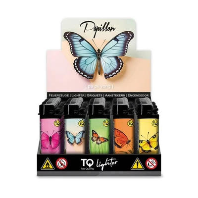 TOBALIQ 50 Feuerzeuge Motiv PAPILLON Einweg Kindersicherung Reibrad Feuerzeug