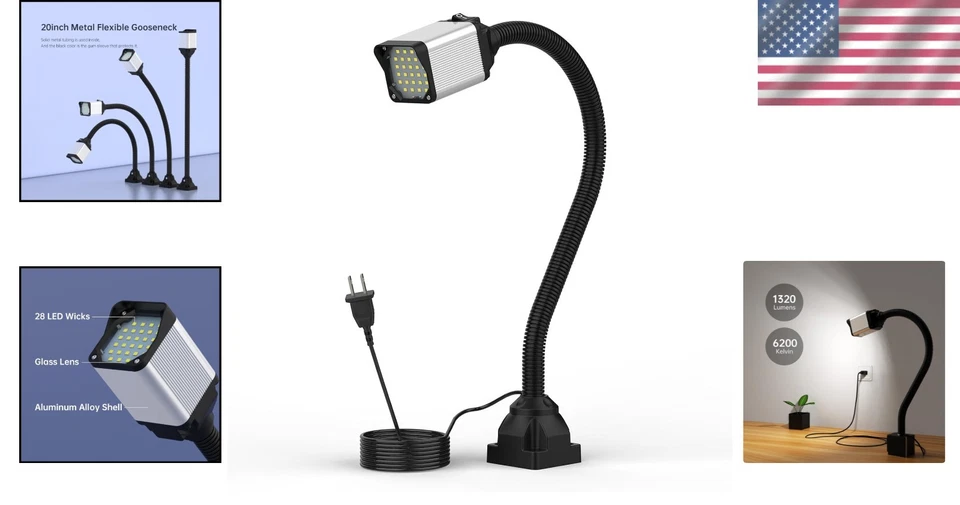 Flexible Gooseneck Lamp, 12W Work Light, 1200lm Brightness - Image 2 of 4