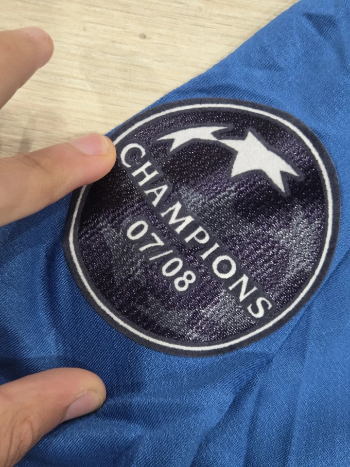 Camiseta CR7 Manchester United 2008-09 terceira manga azul RONALDO #7 masculina tamanho M - Imagem 3 de 4