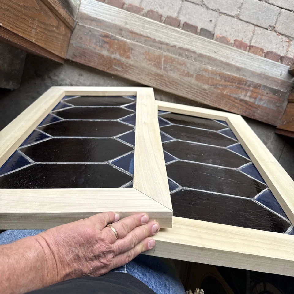 SG5117 Two Av price each antique Stained Glass window 16.25 x 31.25 - Image 2 of 4