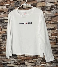 Tommy Hilfinger Jeans Women's XL White Long Sleeves Cotton T-Shirt 21"x23"