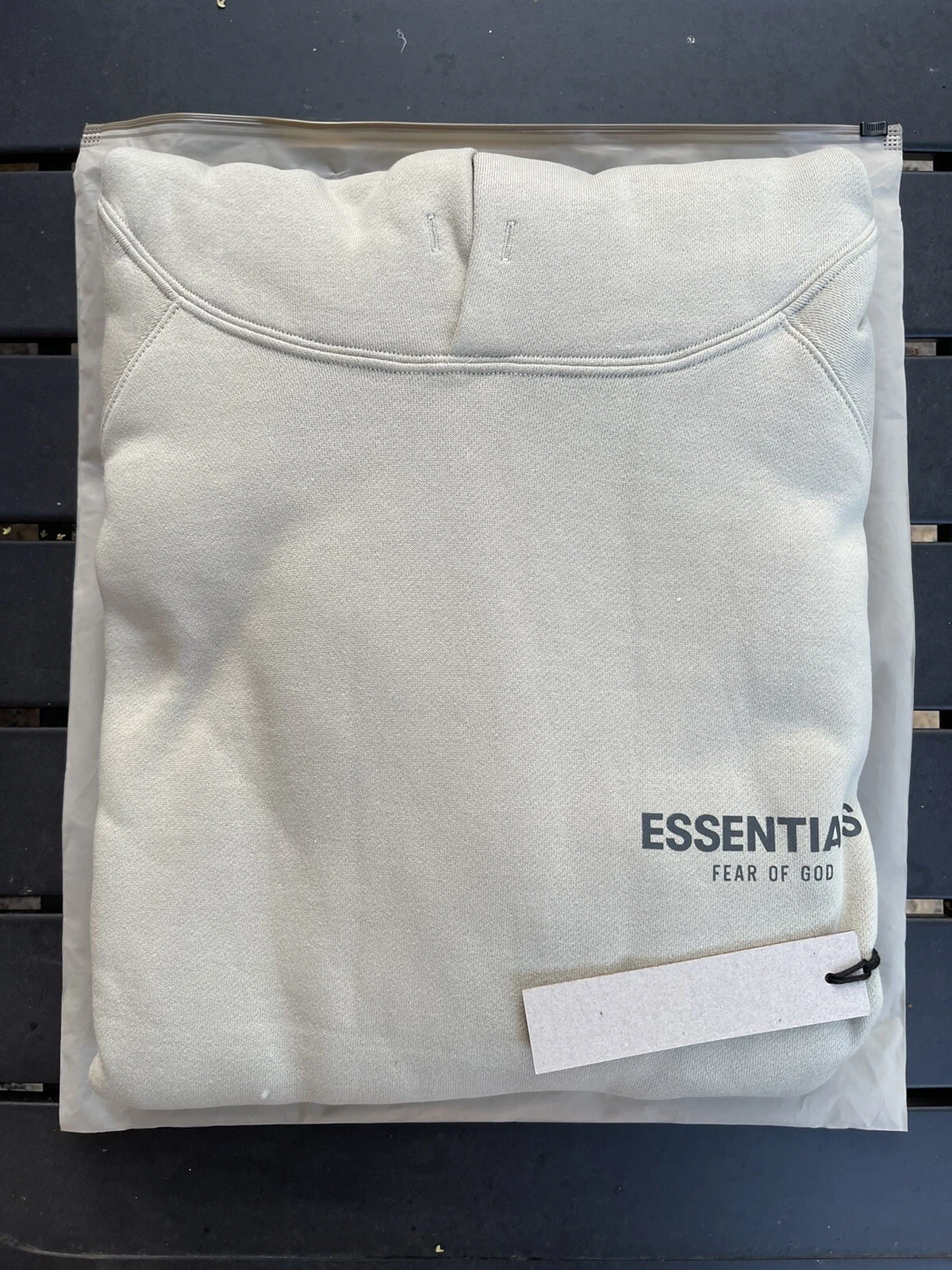 Felpa con cappuccio pullover logo Fear of God Essentials in calcestruzzo da uomo taglia XX Large 2XL