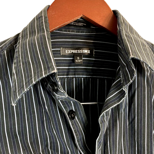 Express 1MX Dress Shirt Men's Long Sleeve Striped Modern Fit Cotton Size S - Picture 2 of 8