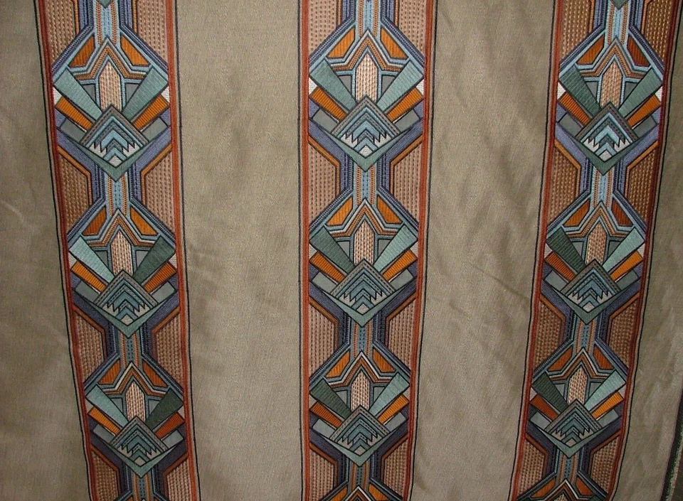 Art Deco Embroidered Gatsby Moonlight Jacquard Curtain Upholstery Cushion Fabric - Image 3 of 4