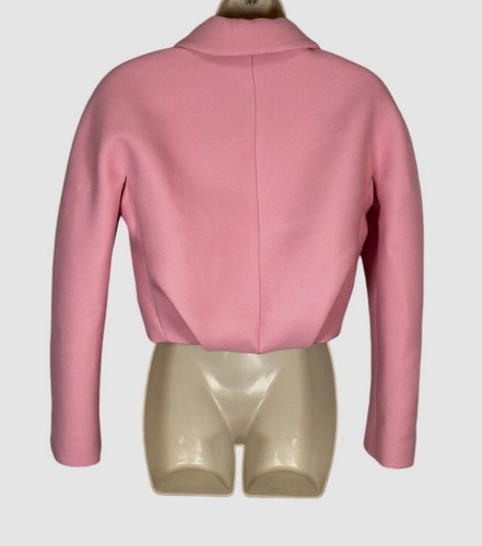 Versace Women's Pink Double Techno Cavalry Twill Crop Jacket Coat Size 38 - Picture 2 of 7